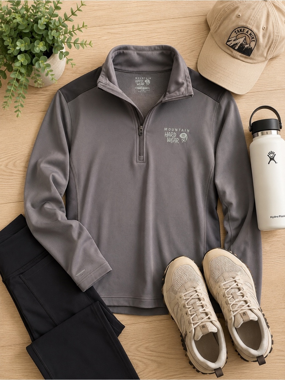 Mountain Hardwear Gray Quarter-Zip Performance Pullover Size Large